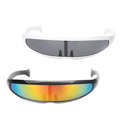 chiwanji 2 / Set Neuheit Futuristic Mirror Sonnenbrille Monoblock Brille von chiwanji