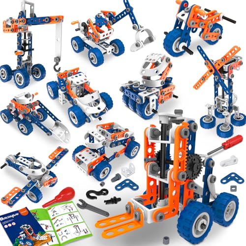 12-in-1 Stammspielzeug für 5 6 7 8 9+ Jahre alte Baustein-Aktivitäten-Projekte-Kit Kinder Alter 4-8 5-7 Jahre Kreatives Set Hubschrauber Bagger Bildung Ingenieuraufrichter Set Geburtstagsgeschenk von choopheme