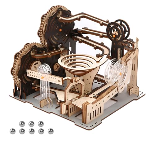 3D Holzpuzzle Modellbausätze für Erwachsene, Mechanische Holzmurmelbahn Modellbausätze mit 8 Stahlkugeln, automatischen und manuellen Modi (A) von cimsfcor