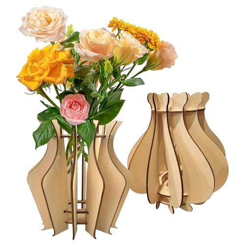 cimsfcor 3D Vase Puzzles, DIY Holz Puzzle Vase Set für Lego Bouquet Display, Home Desktop Dekorative Ornament, 2 Sets von cimsfcor