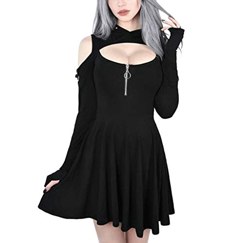 cinnamou Damen Gothic Kleidung Vintage Schwarz Punk Kleid Hose Oberteil Shirt Rock Pullover Steampunk Harajuku Stil Cool Junges Mädchen Straßenmode Prom Party Retro Karneval Fasching Kostüm, 4XL von cinnamou