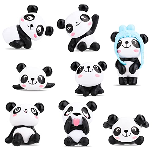 cobee Niedliche Panda Tortenaufleger Ornamente, 8 Stück Cupcake Figuren Ornamente Panda Gartenpuppe Aquarium Dekoration Spielset Niedliche Figuren Party Dekor von cobee