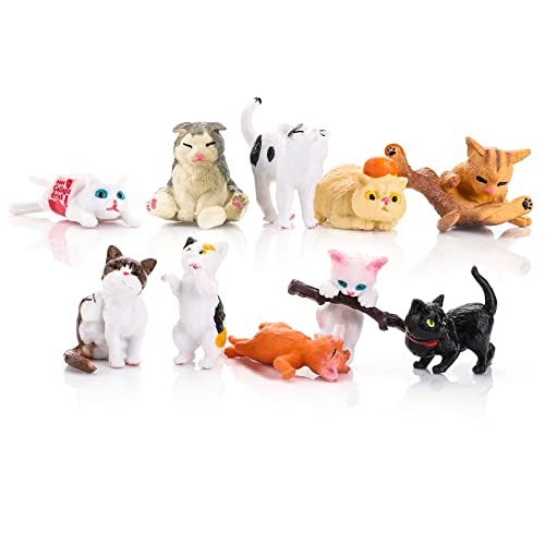 cobee Süße Katzenfiguren, 10 Stück Mini Katzenfiguren realistische Gartenkätzchen Miniatur Kätzchen Landschaft Dekorationen Cupcake Topper Tierstatuen Ornamente für Heimdekoration von Cobee