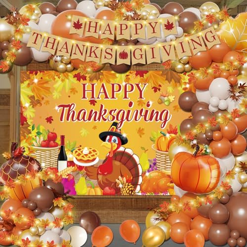 151-teiliges Thanksgiving-Dekorations- und Ballon-Set enthält Banner, Thanksgiving-Girlande, Thanksgiving-Ballons, Thanksgiving-Hintergrund, Party-Dekorationen für Thanksgiving, Herbst, Innen- und von cocomigo