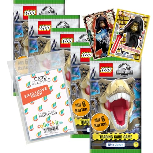 Bundle mit Blue Ocean Lego Jurassic World - Serie 3-5 Booster + 2 Limitierte Star Wars Karten + Exklusive Collect-it Hüllen von collect-it.de MY HOME OF CARDS + TOYS
