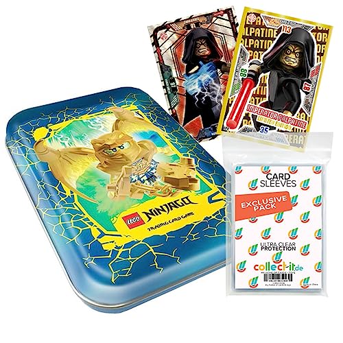 Bundle mit Blue Ocean Lego Ninjago Serie 8 Trading Cards - 1 Mini Tin Box (Jay) + 2 Limitierte Star Wars Karten + Exklusive Collect-it Hüllen von collect-it.de MY HOME OF CARDS + TOYS