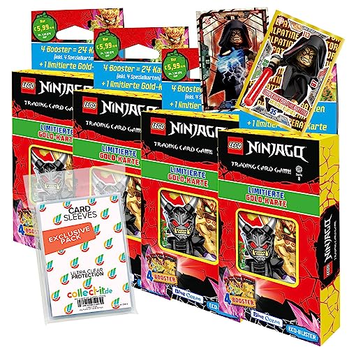 Bundle mit Blue Ocean Lego Ninjago Serie 8 Trading Cards - Alle 4 verschiedenen Blister + 2 Limitierte Star Wars Karten + Exklusive Collect-it Hüllen von collect-it.de MY HOME OF CARDS + TOYS