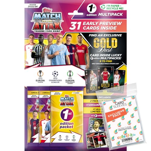 Bundle mit Champions League 2023/24 - Trading Cards - 1st Edition Multipack + Exklusive Collect-it Hüllen von collect-it.de MY HOME OF CARDS + TOYS