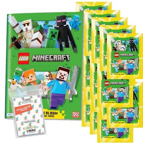 Bundle mit Lego Minecraft Adventure Mode - Serie 1 - Sammelsticker - 1 Album + 20 Tüten + Exklusive Collect-it Hüllen von collect-it.de MY HOME OF CARDS + TOYS