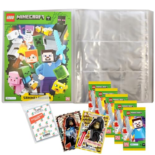 Bundle mit Lego Minecraft Serie 1 Trading Cards - 1 Leere Sammelmappe + 5 Booster + 2 Limitierte Star Wars Karten + Exklusive Collect-it Hüllen von collect-it.de MY HOME OF CARDS + TOYS