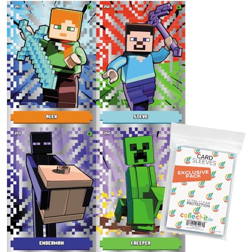 Bundle mit Lego Minecraft Serie 1 Trading Cards - Alle 4 Platin Karten + Exklusive Collect-it Hüllen von collect-it.de MY HOME OF CARDS + TOYS