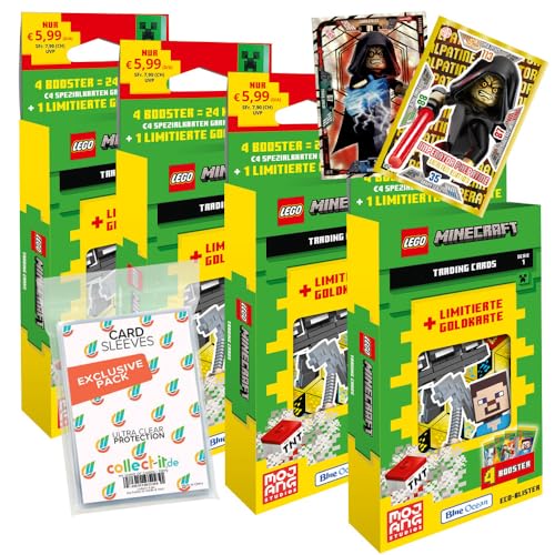 Bundle mit Lego Minecraft Serie 1 Trading Cards - Alle 4 verschiedenen Blister + 2 Limitierte Star Wars Karten + Exklusive Collect-it Hüllen von collect-it.de MY HOME OF CARDS + TOYS