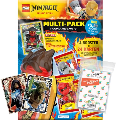 Bundle mit Lego Ninjago Serie 10 Trading Cards - 1 Multipack (zufällige Auswahl) + Exklusive Collect-it Hüllen + 2 Limitierte Karten Lego Star Wars Serie 1 von collect-it.de MY HOME OF CARDS + TOYS