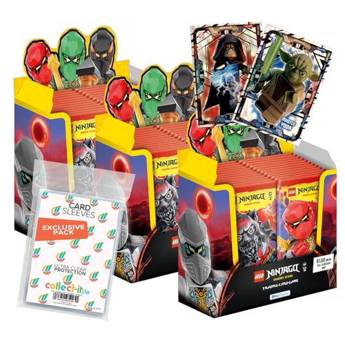 Bundle mit Lego Ninjago Serie 10 Trading Cards - 3 Display (108 Booster) + Exklusive Collect-it Hüllen + 2 Limitierte Karten Lego Star Wars Serie 1 von collect-it.de MY HOME OF CARDS + TOYS