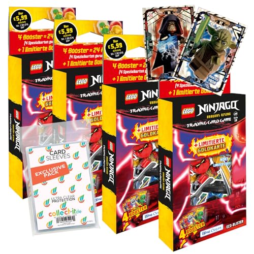 Bundle mit Lego Ninjago Serie 10 Trading Cards - Alle 4 verschiedenen Blister + Exklusive Collect-it Hüllen + 2 Limitierte Karten Lego Star Wars Serie 1 von collect-it.de MY HOME OF CARDS + TOYS