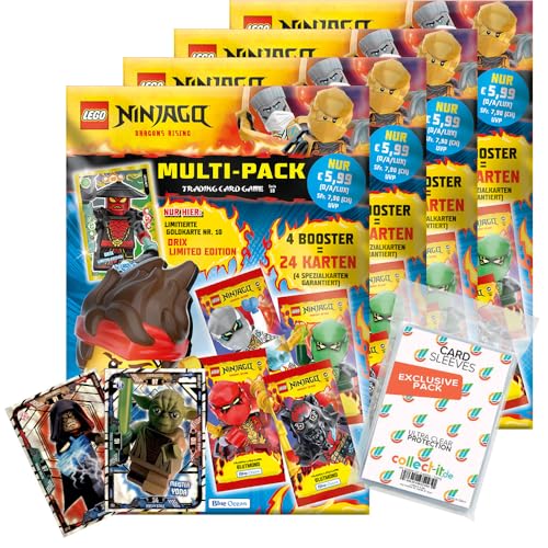 Bundle mit Lego Ninjago Serie 10 BLUTMOND (2025) Trading Cards - Alle 4 verschiedenen Multipacks + Exklusive Collect-it Hüllen + 2 Limitierte Karten Lego Star Wars Serie 1 von collect-it.de MY HOME OF CARDS + TOYS