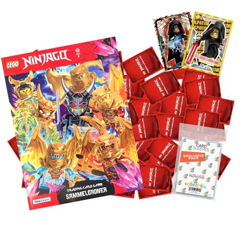 Bundle mit Lego Ninjago Serie 8 Trading Cards - 1 Leere Sammelmappe + 50 Verschiedene, zufällige Karten + 2 Limitierte Star Wars Karten + Exklusive Collect-it Hüllen von collect-it.de MY HOME OF CARDS + TOYS