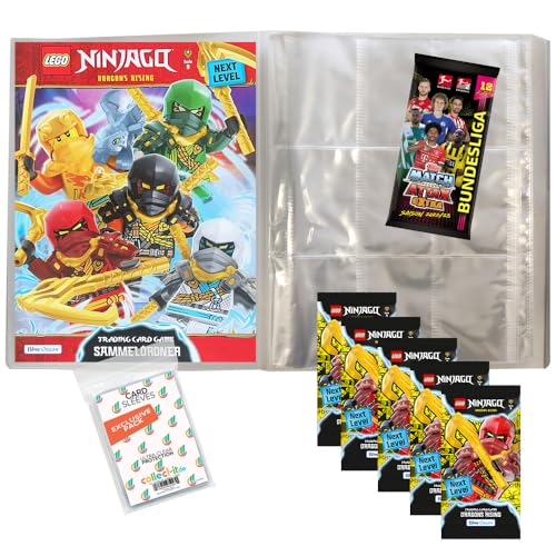 Bundle mit Lego Ninjago Serie 9 Next Level Trading Cards - 1 Leere Sammelmappe + 5 Booster + Exklusive Collect-it Hüllen + 1 Booster Match Attax Bundesliga 2022/2023 EXTRA von collect-it.de MY HOME OF CARDS + TOYS