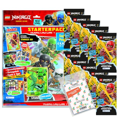 Bundle mit Lego Ninjago Serie 9 Next Level Trading Cards - 1 Starter + 10 Booster + Exklusive Collect-it Hüllen von collect-it.de MY HOME OF CARDS + TOYS