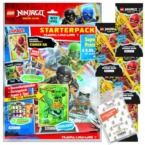 Bundle mit Lego Ninjago Serie 9 Next Level Trading Cards - 1 Starter + 5 Booster + Exklusive Collect-it Hüllen von collect-it.de MY HOME OF CARDS + TOYS