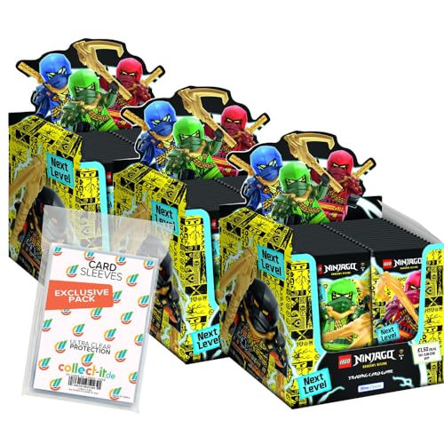 Bundle mit Lego Ninjago Serie 9 Next Level Trading Cards - 3 Display (150 Booster) + Exklusive Collect-it Hüllen von collect-it.de MY HOME OF CARDS + TOYS