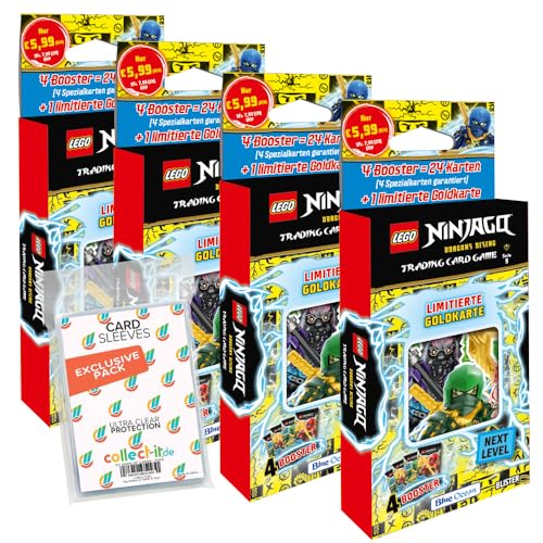 Bundle mit Lego Ninjago Serie 9 Next Level Trading Cards - Alle 4 verschiedenen Blister + Exklusive Collect-it Hüllen von collect-it.de MY HOME OF CARDS + TOYS