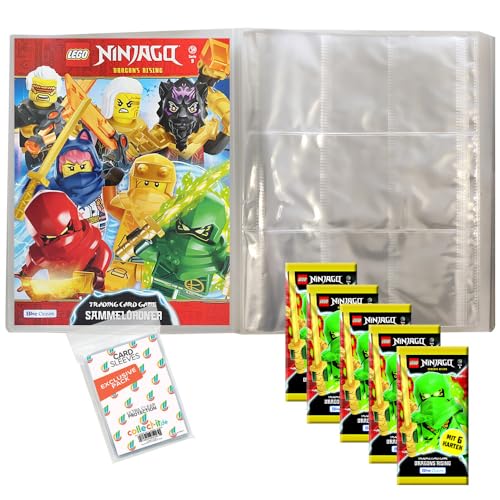 Bundle mit LEGO Ninjago Serie 9 Trading Cards - 1 Leere Sammelmappe + 5 Booster + Exklusive Collect-it Hüllen von collect-it.de MY HOME OF CARDS + TOYS