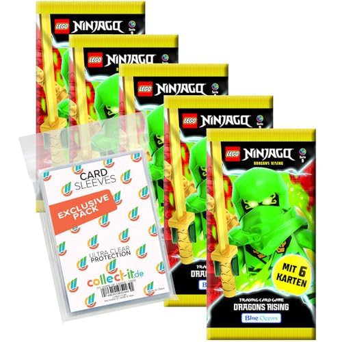 Bundle mit Lego Ninjago Serie 9 Trading Cards - 5 Booster + Exklusive Collect-it Hüllen von collect-it.de MY HOME OF CARDS + TOYS