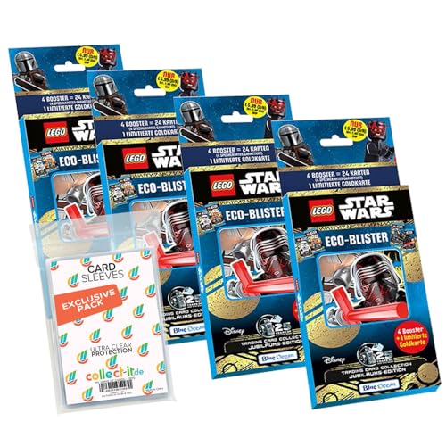 Bundle mit Lego Star Wars - Serie 5 Trading Cards - Alle 4 verschiedenen Blister + Exklusive Collect-it Hüllen von collect-it.de MY HOME OF CARDS + TOYS