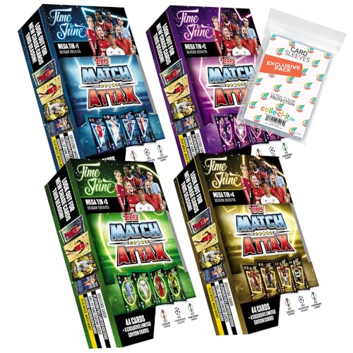 Bundle mit Match Attax CL 2024/25 - Trading Cards + Exklusive Collect-it Hüllen (Alle 4 verschiedenen Tin Boxen) von collect-it.de MY HOME OF CARDS + TOYS