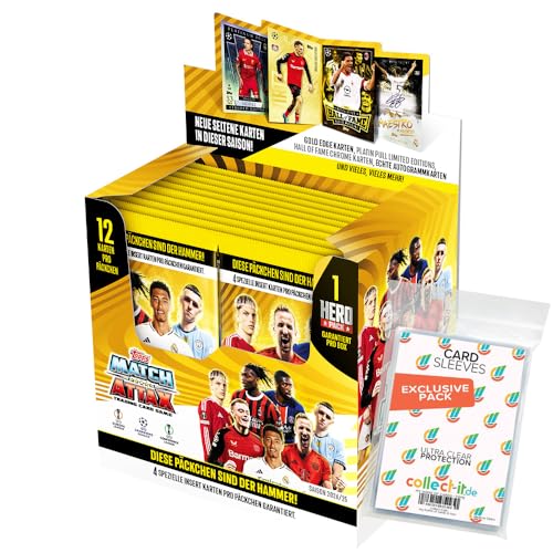 Bundle mit Match Attax CL 2024/25 - Trading Cards - 1 Display (24 Booster) + Exklusive Collect-it Hüllen von collect-it.de MY HOME OF CARDS + TOYS