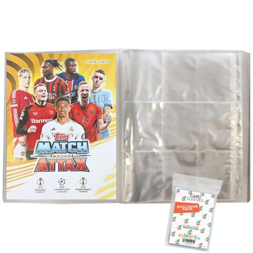 Bundle mit Match Attax CL 2024/25 - Trading Cards - 1 Leere Sammelmappe + Exklusive Collect-it Hüllen von collect-it.de MY HOME OF CARDS + TOYS