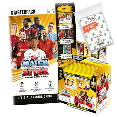 Bundle mit Match Attax CL 2024/25 - Trading Cards + Exklusive Collect-it Hüllen (1 Starter + 1 Display) von collect-it.de MY HOME OF CARDS + TOYS