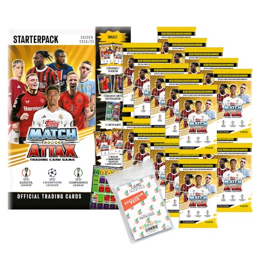 Bundle mit Match Attax Champions League 2024/25 - Trading Cards - 1 Starter + 20 Booster + Exklusive Collect-it Hüllen von collect-it.de MY HOME OF CARDS + TOYS