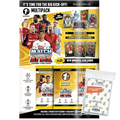 Bundle mit Match Attax CL 2024/25 - Trading Cards - 1st EditionMultipack + Exklusive Collect-it Hüllen von collect-it.de MY HOME OF CARDS + TOYS