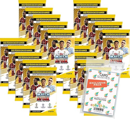 Bundle mit Match Attax Champions League 2024/25 - Trading Cards - 20 Booster + Exklusive Collect-it Hüllen von collect-it.de MY HOME OF CARDS + TOYS