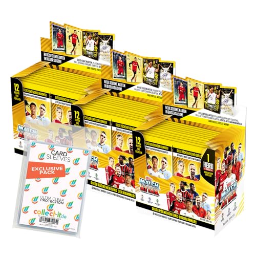 Bundle mit Match Attax Champions League 2024/25 - Trading Cards - 3 Display (72 Booster) + Exklusive Collect-it Hüllen von collect-it.de MY HOME OF CARDS + TOYS