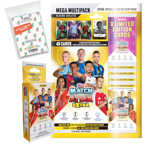 Bundle mit Match Attax Champions League 2024/25 EXTRA - Trading Cards - 1 Blister + 1 Multipack + Exklusive Collect-it Hüllen von collect-it.de MY HOME OF CARDS + TOYS