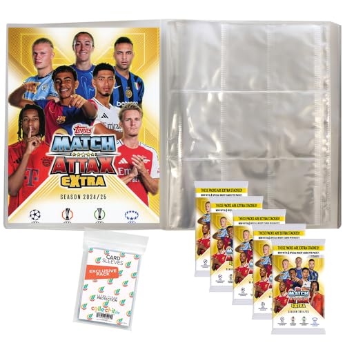 Bundle mit Match Attax Champions League 2024/25 EXTRA - Trading Cards + Exklusive Collect-it Hüllen (1 Leere Sammelmappe + 5 Booster) von collect-it.de MY HOME OF CARDS + TOYS