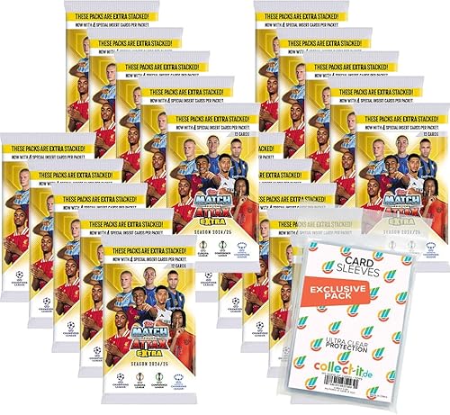 Bundle mit Match Attax Champions League 2024/25 EXTRA - Trading Cards + Exklusive Collect-it Hüllen (20 Booster) von collect-it.de MY HOME OF CARDS + TOYS