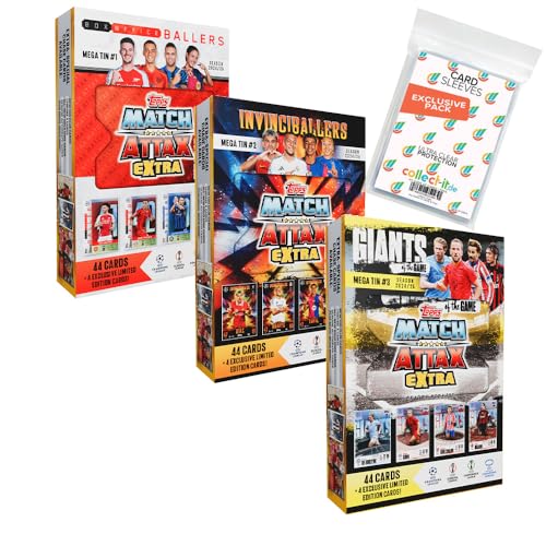 Bundle mit Match Attax Champions League 2024/25 EXTRA - Trading Cards - Alle 3 Verschiedene Tin Boxen + Exklusive Collect-it Hüllen von collect-it.de MY HOME OF CARDS + TOYS