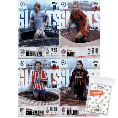 Bundle mit Match Attax Champions League 2024/25 EXTRA - Trading Cards - Alle 4 Giants of The Game Limited Edition + Exklusive Collect-it Hüllen von collect-it.de MY HOME OF CARDS + TOYS