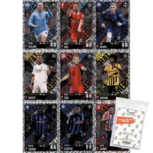 Bundle mit Match Attax Champions League 2024/25 EXTRA - Trading Cards - Alle 9 Hat - Trick Heroes Karten + Exklusive collect-it Hüllen von collect-it.de MY HOME OF CARDS + TOYS