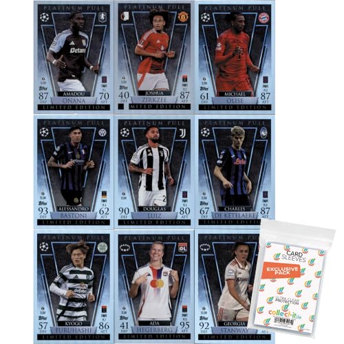 Bundle mit Match Attax Champions League 2024/25 EXTRA - Trading Cards - Alle 9 Patinum Pull Limited Edition + Exklusive Collect-it Hüllen von collect-it.de MY HOME OF CARDS + TOYS