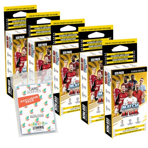 Bundle mit Match Attax CL 2024/25 - Trading Cards + Exklusive Collect-it Hüllen (5 Blister) von collect-it.de MY HOME OF CARDS + TOYS