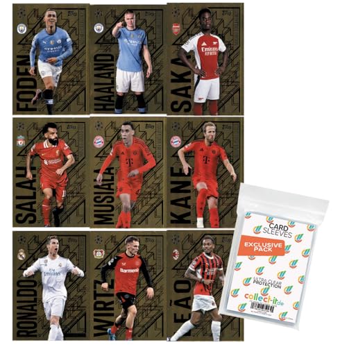 Bundle mit Match Attax Champions League 2024/25 - Trading Cards - Alle 9 Gold Edge Edition Karten + Exklusive Collect-it Hüllen von collect-it.de MY HOME OF CARDS + TOYS