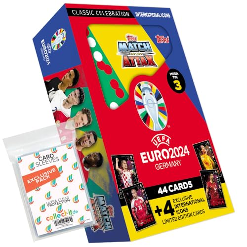 Bundle mit Match Attax UEFA Euro 2024 Germany - 1 Tin Box International Icons + Exklusive Collect-it Hüllen von collect-it.de MY HOME OF CARDS + TOYS