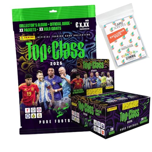 Bundle mit Top Class Pure Football 2025 - Trading Cards - 1 Starter + 1 Display (24 Booster) + Exklusive Collect-it Hüllen von collect-it.de MY HOME OF CARDS + TOYS