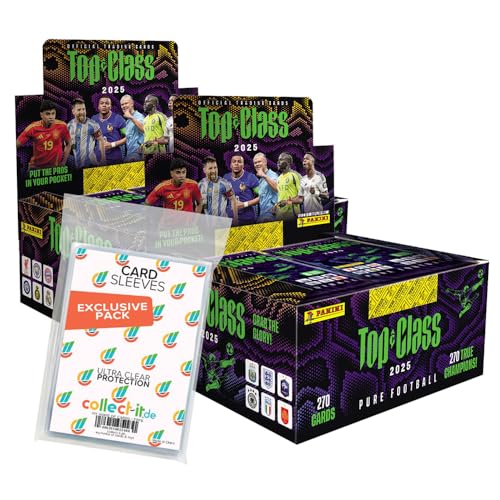 Bundle mit Top Class Pure Football 2025 - Trading Cards - 2 Display (48 Booster) + Exklusive Collect-it Hüllen von collect-it.de MY HOME OF CARDS + TOYS