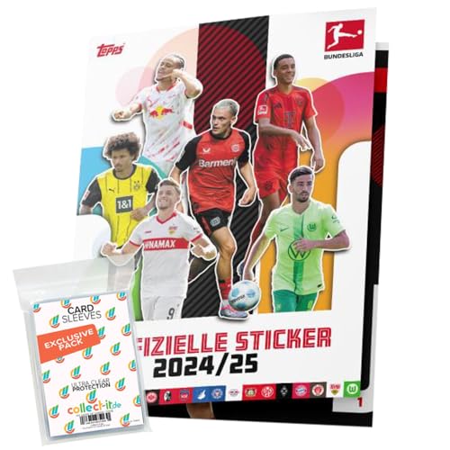 Bundle mit Topps Bundesliga Sammelsticker 2024/2025-1 Album+ Exklusive Collect-it Hüllen von collect-it.de MY HOME OF CARDS + TOYS